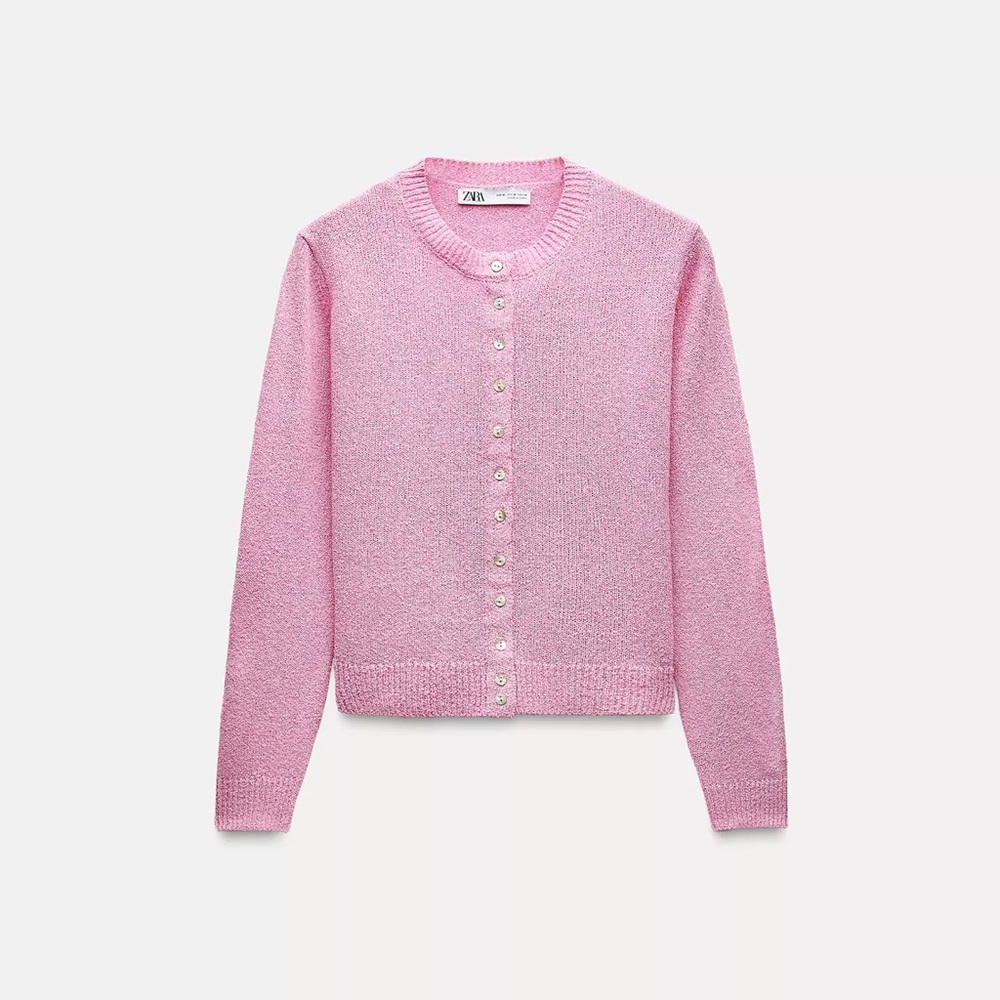 NWT Zara Smooth Knit Cardigan in Pastel Pink